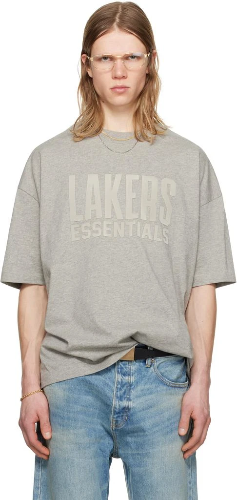 Essentials Gray NBA Lakers Short Sleeve T-shirt 1