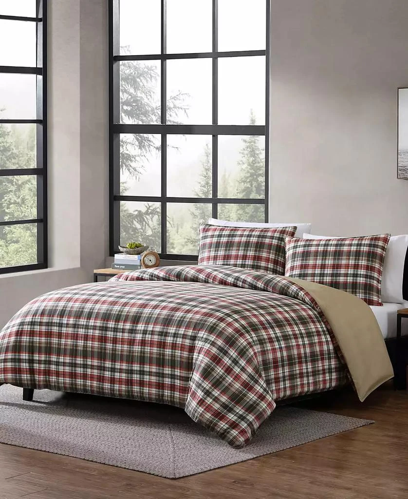 Eddie Bauer Astoria Plaid Microsuede 3 Piece Duvet Cover Set 2