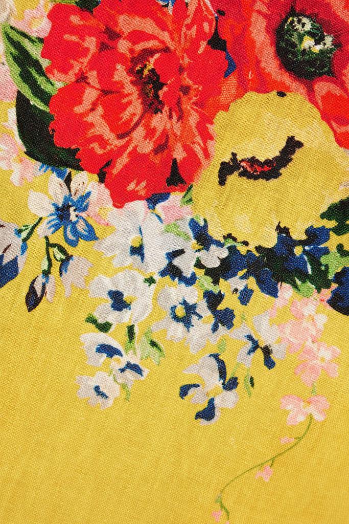 Zimmermann One-shoulder floral-print linen midi dress