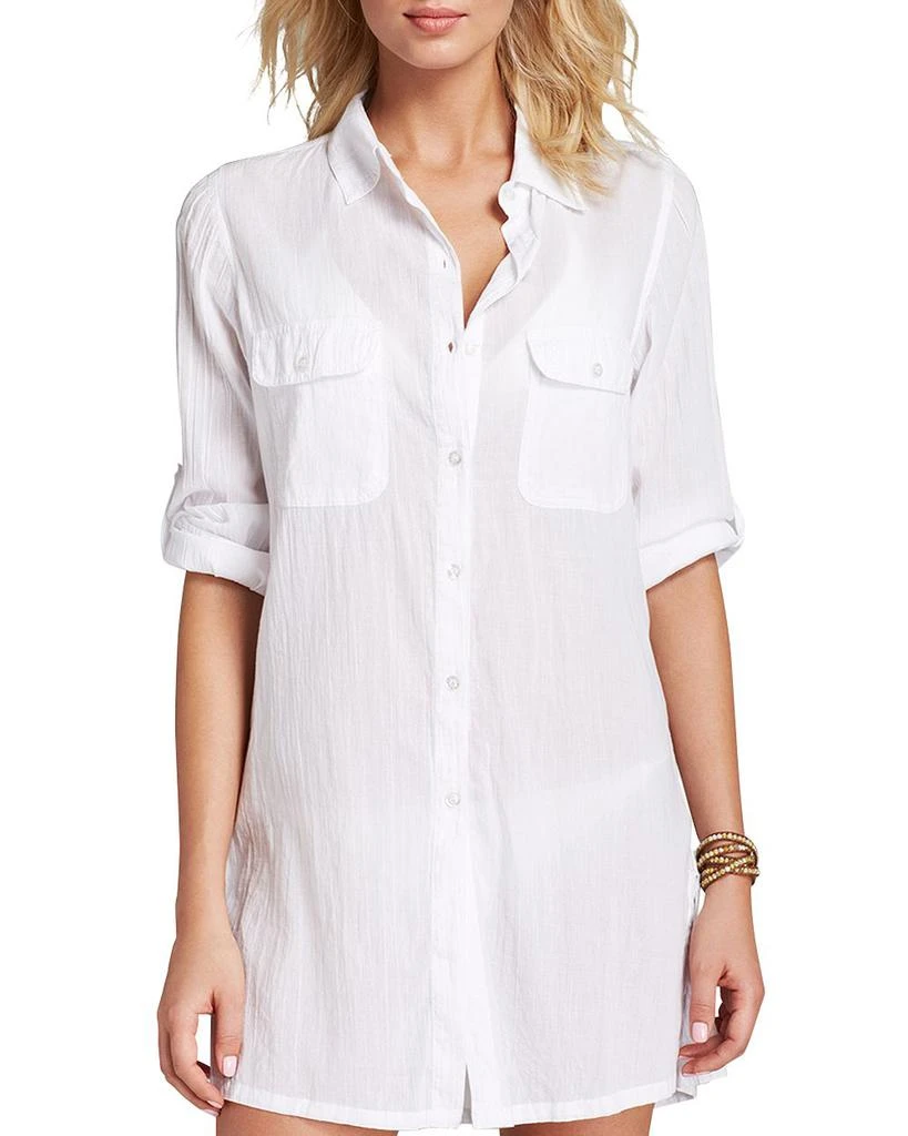 Ralph Lauren Crushed Cotton Camp Shirt Swim Cover-Up 1