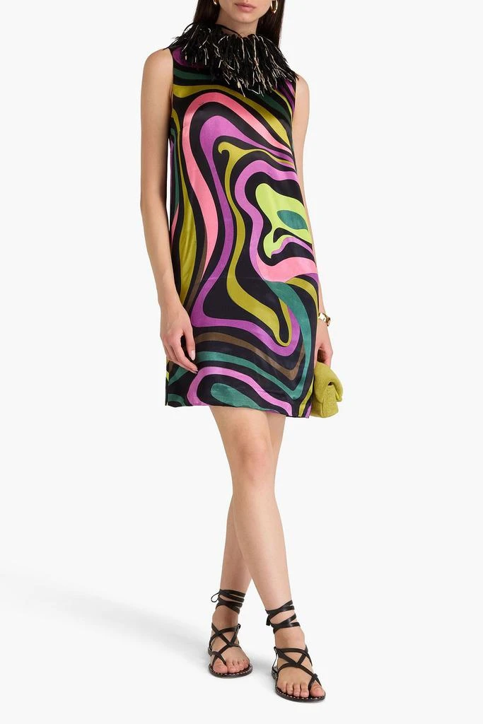 PUCCI Fringed printed satin mini dress 2