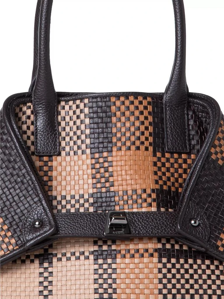 Akris Ai Plaid Woven Leather Top-Handle Bag 3