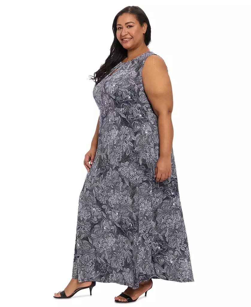 London Times Plus Size Keyhole-Neck Sleeveless Maxi Dress