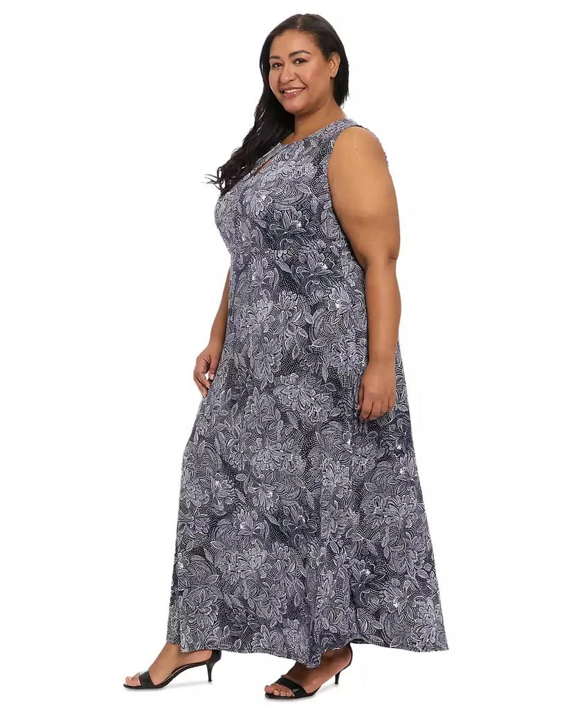 London Times Plus Size Keyhole-Neck Sleeveless Maxi Dress 2