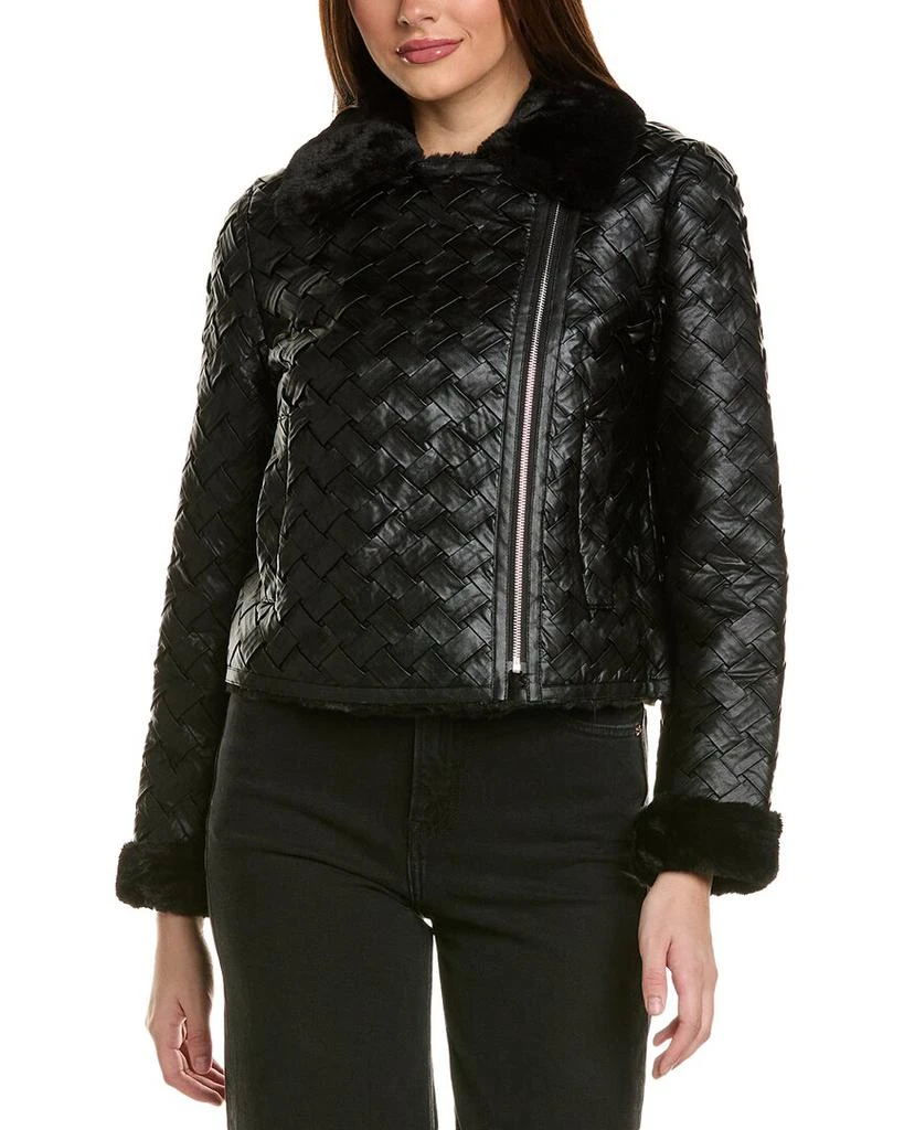 Adrienne Landau Basketweave Bomber Jacket 1