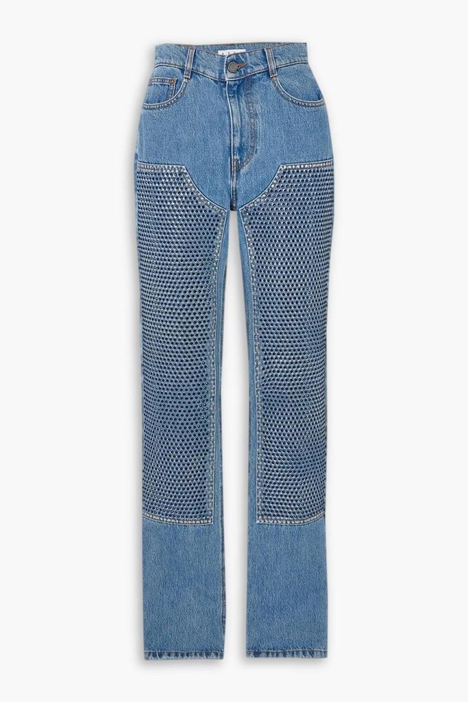 AREA Crystal-embellished high-rise straight-leg jeans