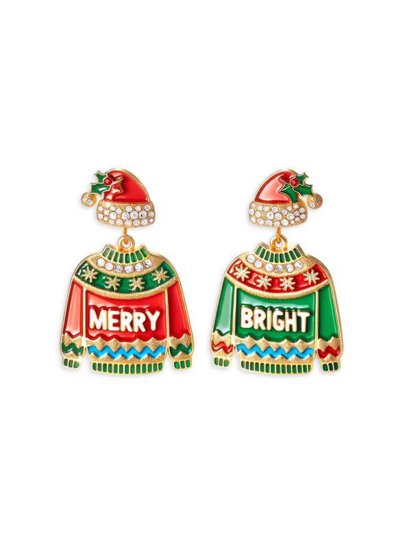 Eye Candy LA Luxe Merry Bright 14K Goldplated & Cubic Zirconia Drop Earrings