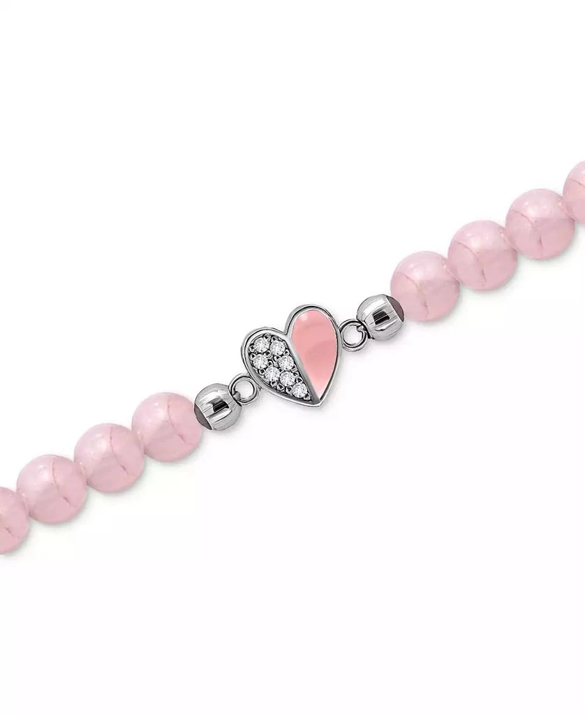 Giani Bernini Rose Quartz & Cubic Zirconia Heart Bead Stretch Bracelet in 18k Gold-Plated Sterling Silver 3