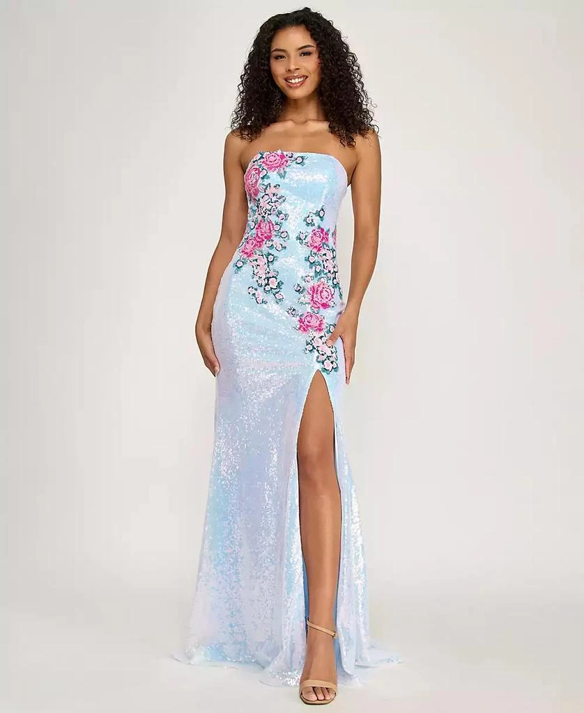 chinese dress ladies Blue Anthurium Flowers Slip Maxi Dress – FARM Rio main image 1