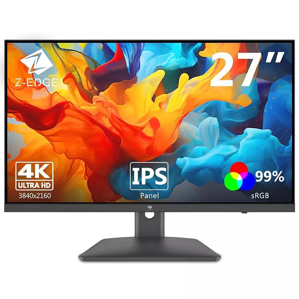 Z-EDGE U27P4K 27" Ultra HD 3840 x 2160 99% sRGB 75Hz 5ms IPS 4K Monitor, HDMI, DP, FreeSync, LED Backlit, Anti-Glare, Support Wall mount
