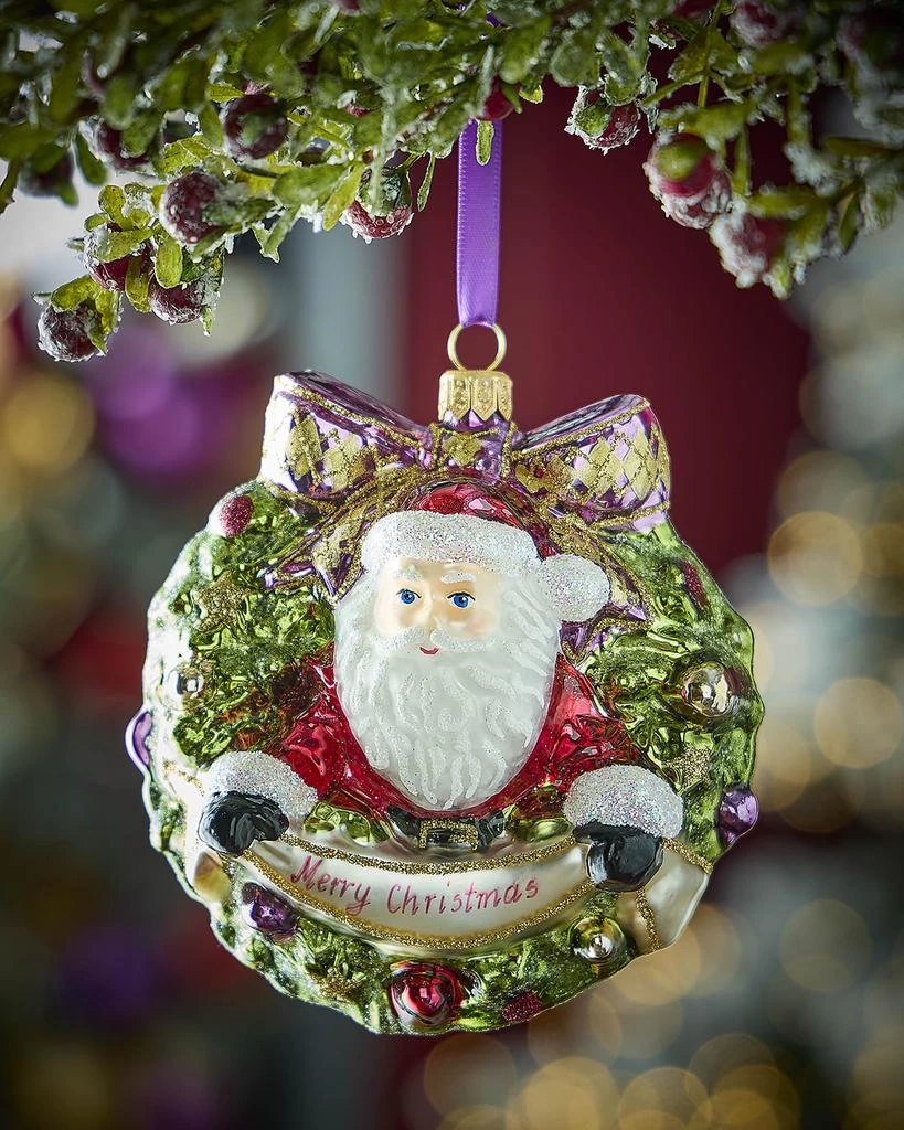 Neiman Marcus Wreath with Santa Christmas Ornament