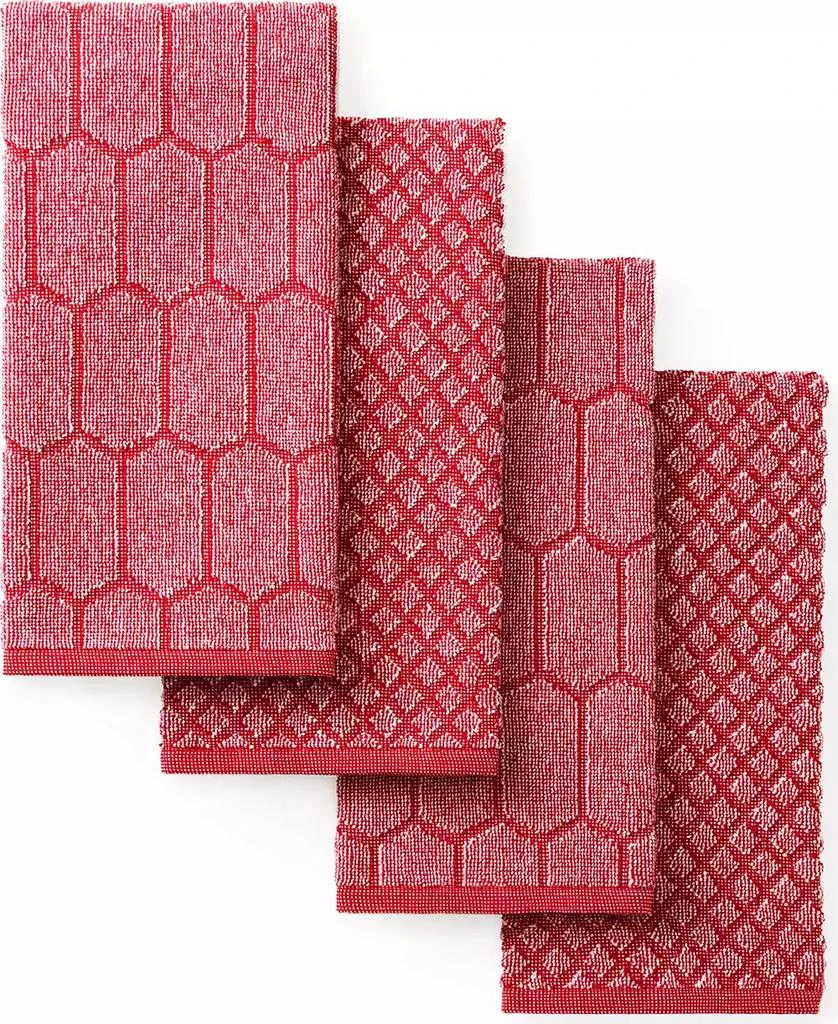 Martha Stewart Honeycomb Chambray Textured Cotton Kitchen Towel Set, 16" x 28" 1