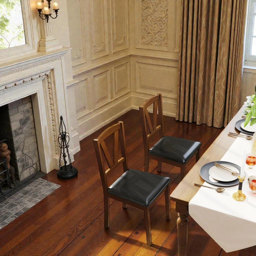 Hivvago Curved-Back Dining Chair with Broad, Comfortable Seating - Set of 2