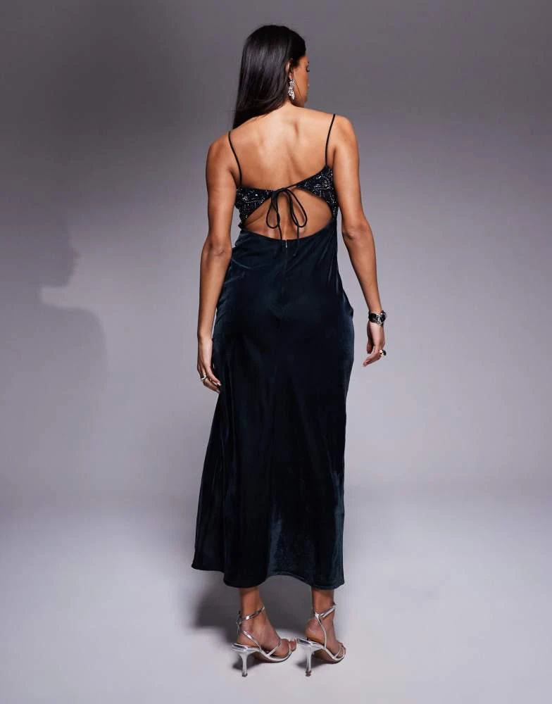 fitted lace wedding dress Jaz Black Velvet High-Neck Gathered Split Maxi Dress – Club L London main image 1