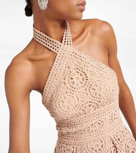 Elie Saab Macramé halterneck cotton-blend midi dress 4