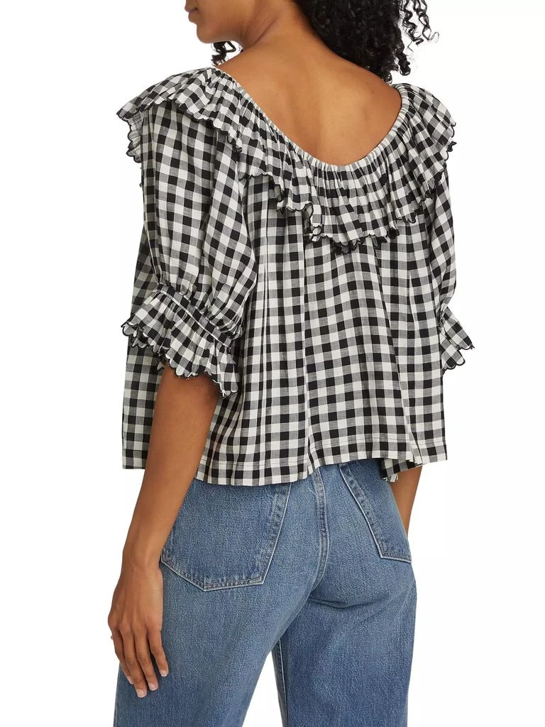 DÔEN Samara Gingham Ruffled Top 5