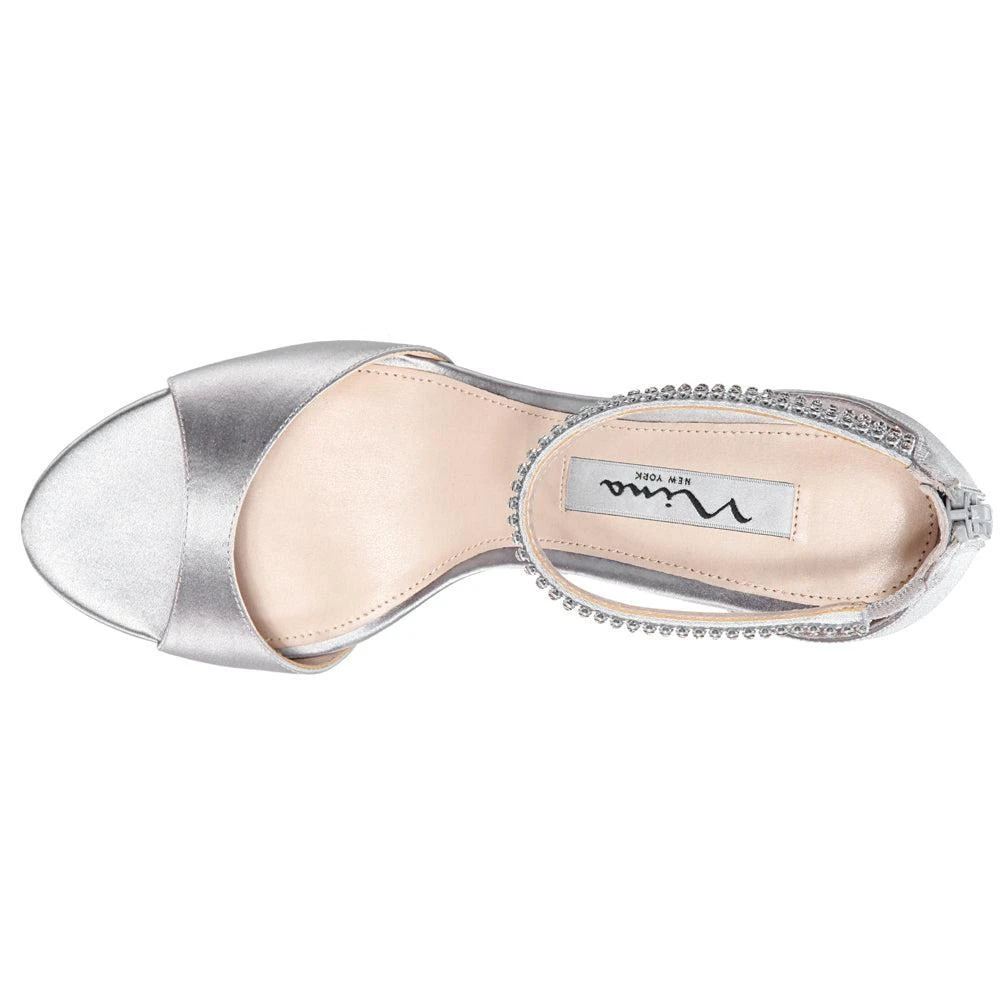 Nina Volanda Metallic Rhinestone Ankle Strap Evening Sandals 5