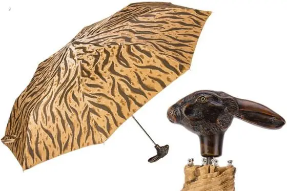 PASOTTI Animalier Folding Umbrella with Rabbit Handle