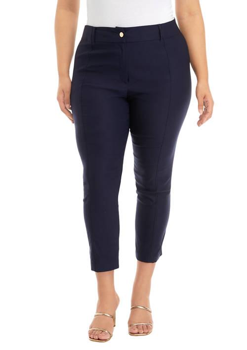 Rafaella Plus Size Satin Luxe Straight Leg Crop Pants