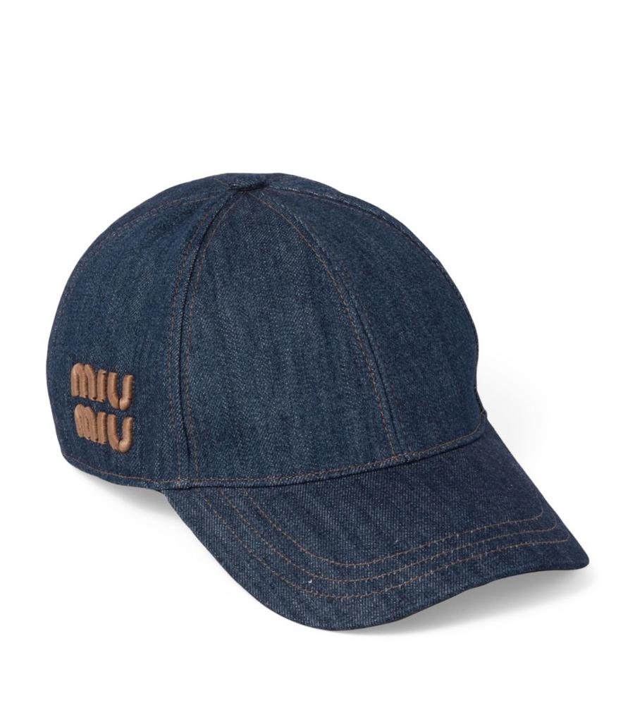 Miu Miu Denim Logo Baseball Cap