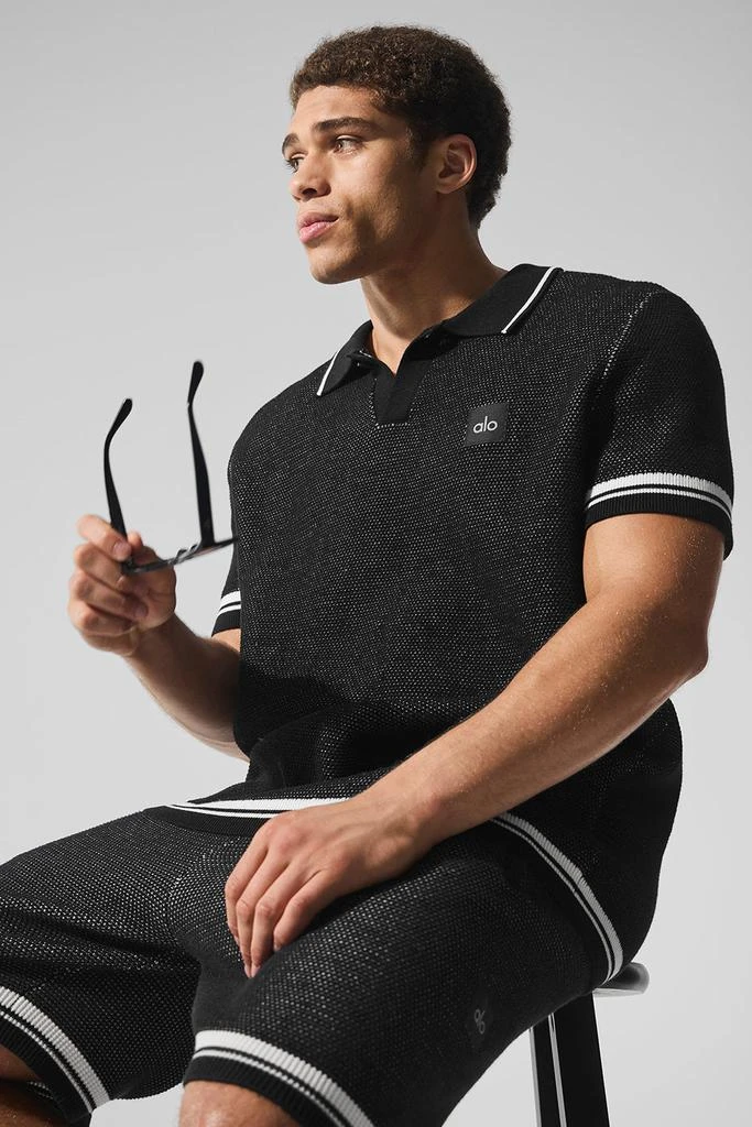 Alo Sports Club Sweater Knit Polo - Black 4