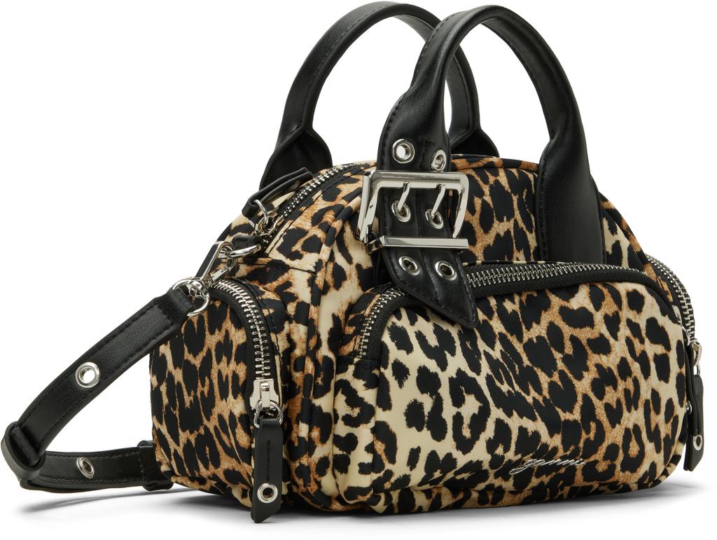 Ganni Beige & Black Leopard Mini Polochon Bag