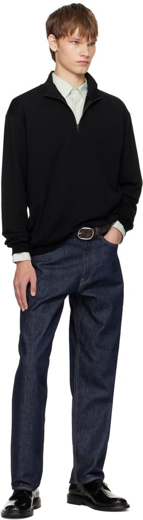 Shop Black Light Wool Sweat Half Zip Sweatshirt on Sale at
