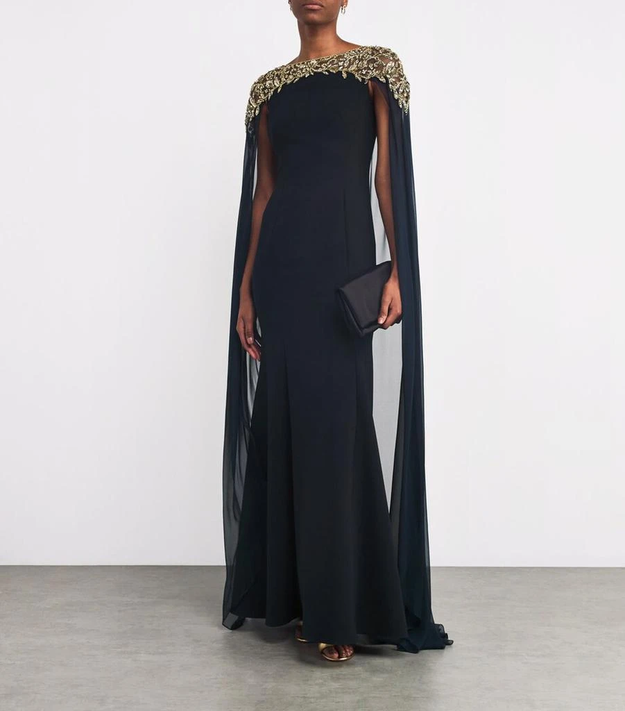 Jenny Packham Embellished Cape-Overlay Oka Gown 2
