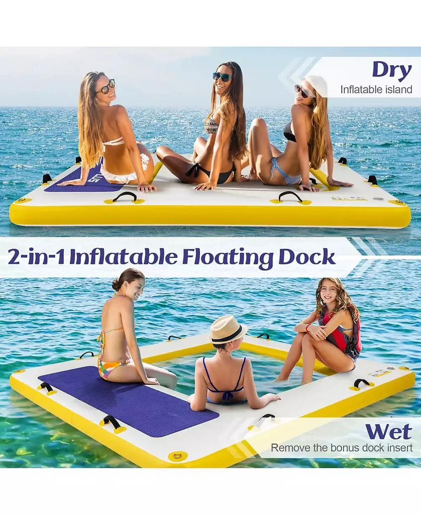 KUYOTQ 8 ft x 8 ft Inflatable Dock Platform with Mesh Swim Lounge 9