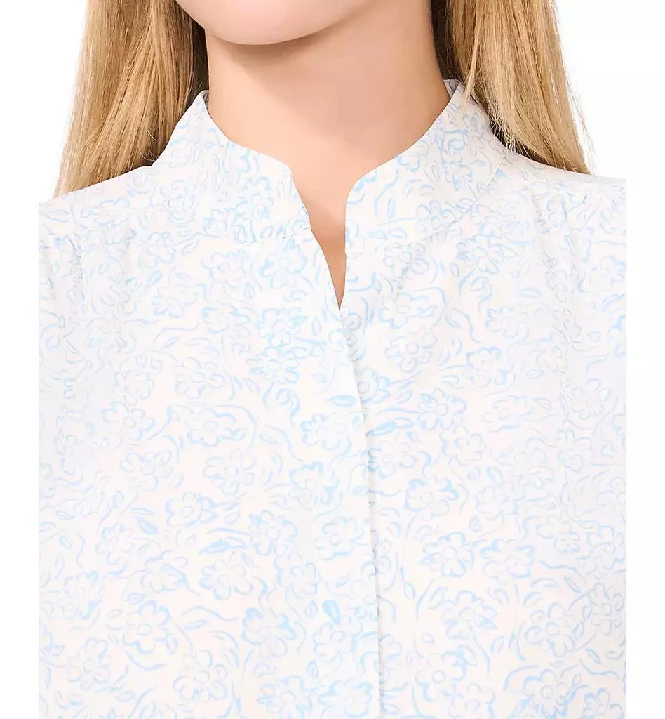 CeCe Women's Printed Open-Collar Elbow-Sleeve Top 3
