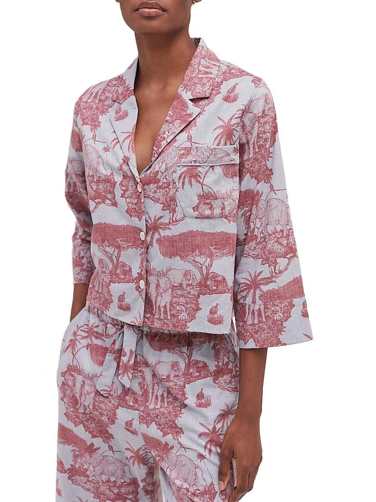 Desmond & Dempsey Jaguar Print Boxy Pajama Set 4