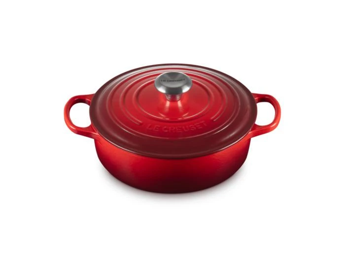 Le Creuset Cocotte ronde basse 24cm en fonte émaillée bouton Inox 1