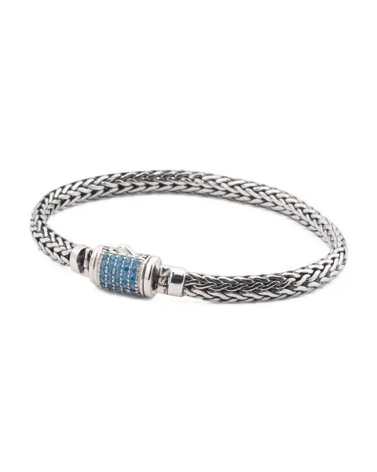 ANNIKA WITT Made In Bali Sterling Silver Plated Cubic Zirconia Bali Chain Bracelet