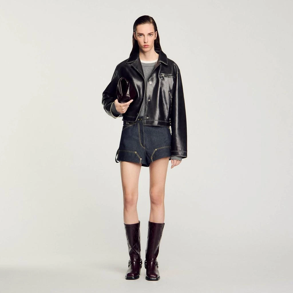 Sandro Distressed leather jacket 1