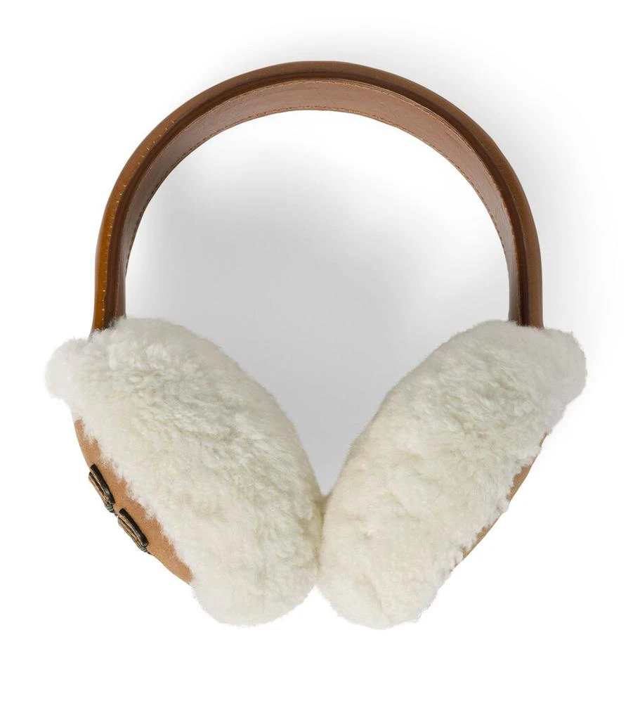 Miu Miu Leather-Shearling Logo Earmuffs 1