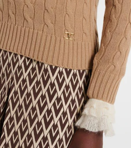 Valentino Ruffled cable-knit virgin wool sweater 5