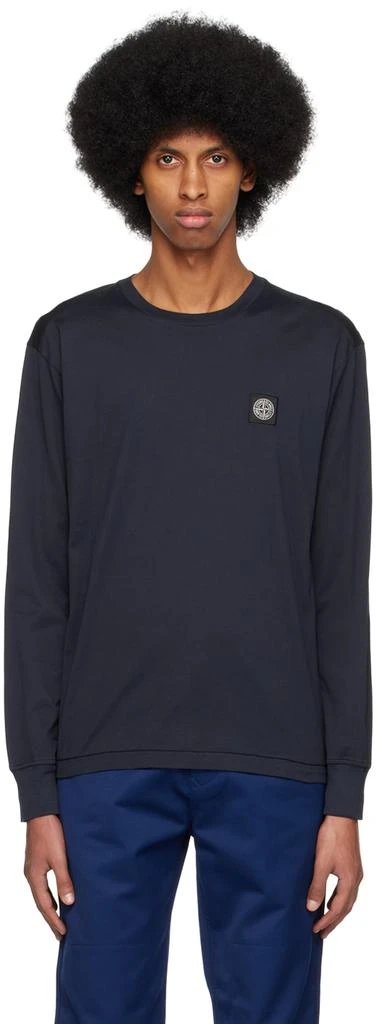 Stone Island Navy Patch Long Sleeve T-Shirt 1
