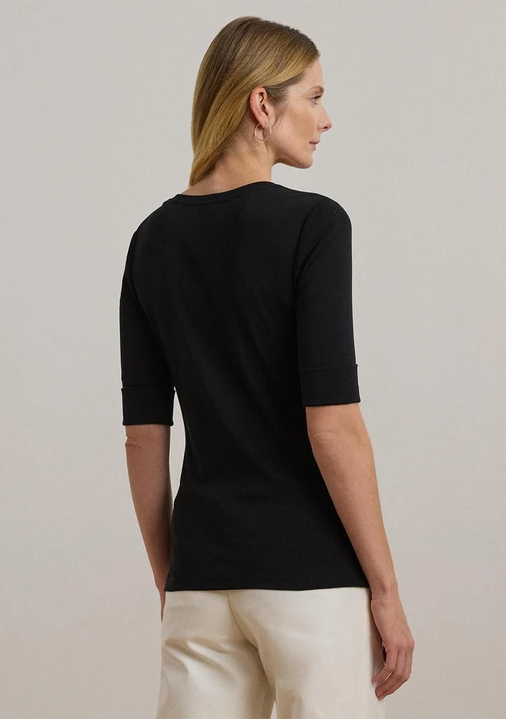 Ralph Lauren Women
s Stretch Cotton Elbow-Sleeve V-Neck T-Shirt 2