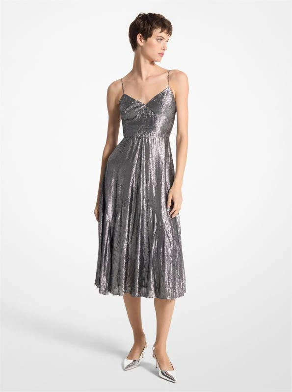 Michael Kors Crushed Lamé Georgette Slip Dress 1