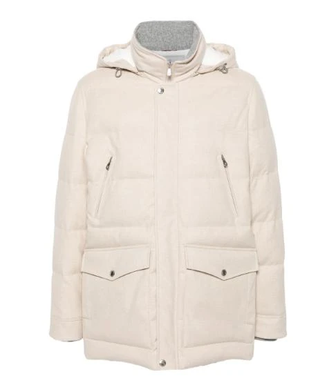 Brunello Cucinelli LIGHT BEIGE WOOL QUILTED JACKET 5