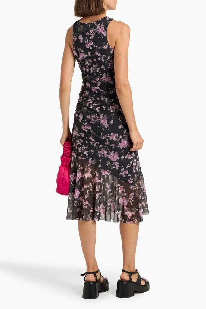 Ganni Ruched floral-print stretch-mesh midi dress 3