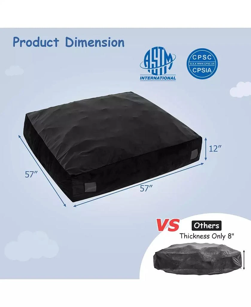 Costway 57" x 57" Crash Pad Sensory Mat with Foam Blocks & Washable Velvet Cover 7