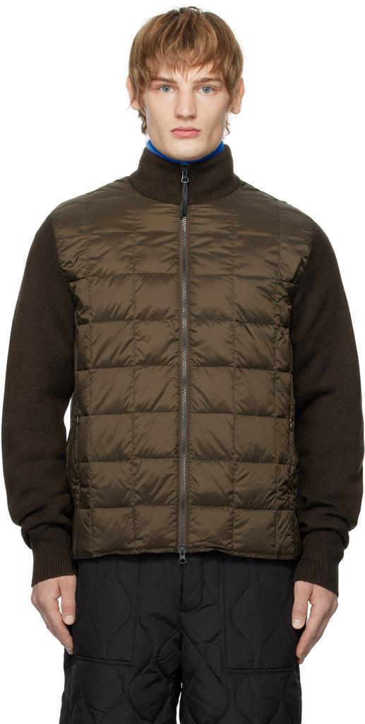 Taion Brown Hi Neck Knit Down Jacket