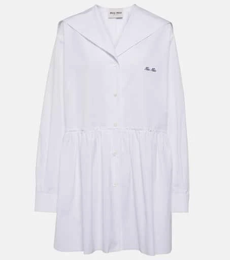 Miu Miu Gathered cotton poplin shirt dress 1