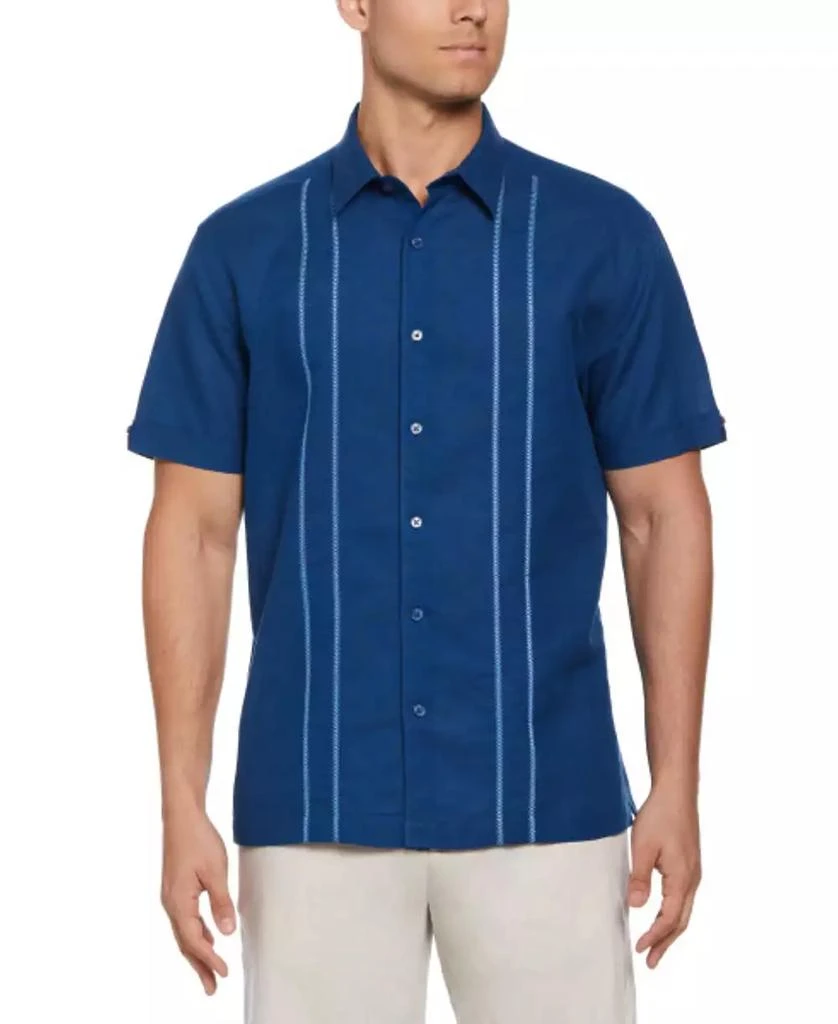 Cubavera Men's Short Sleeve Panel Button-Front Linen Camp Shirt 1