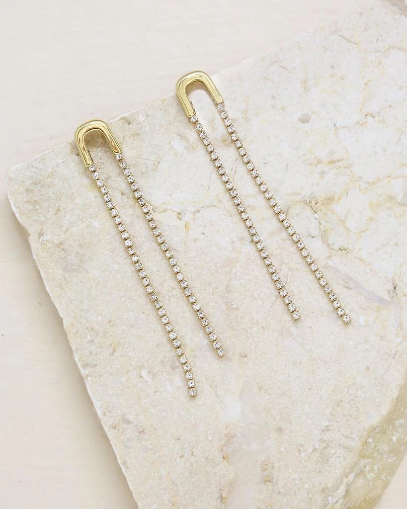 Ettika Jewelry Embellished Asymmetric Arch Drop Earrings in 18K Gold Plate 3
