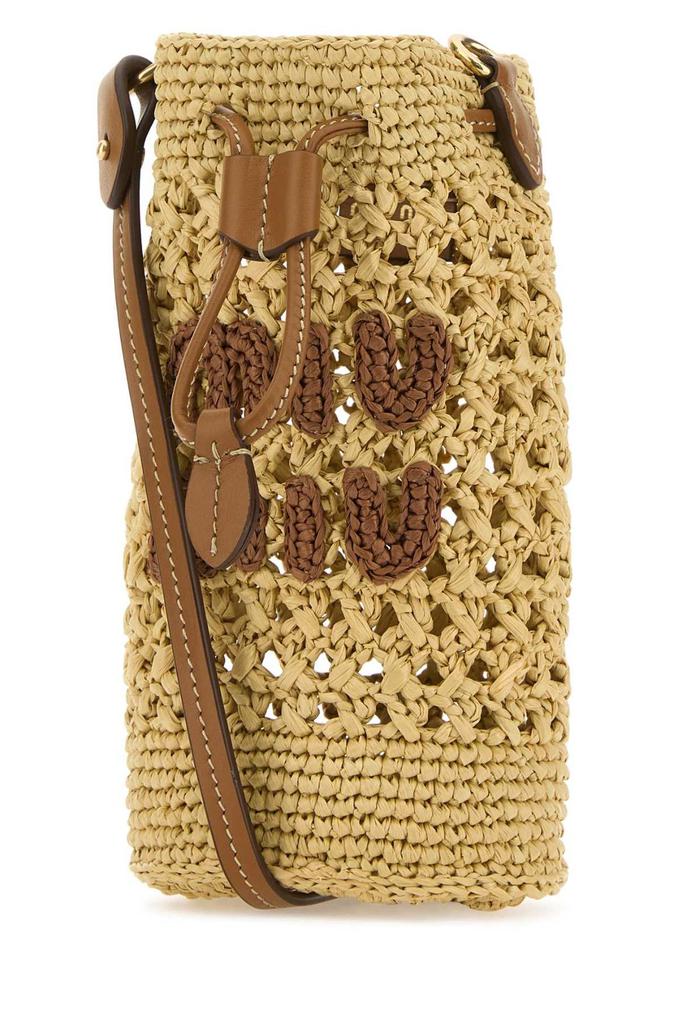 Miu Miu Miu Miu Logo-Embroidered Drawstring Crochet Bucket