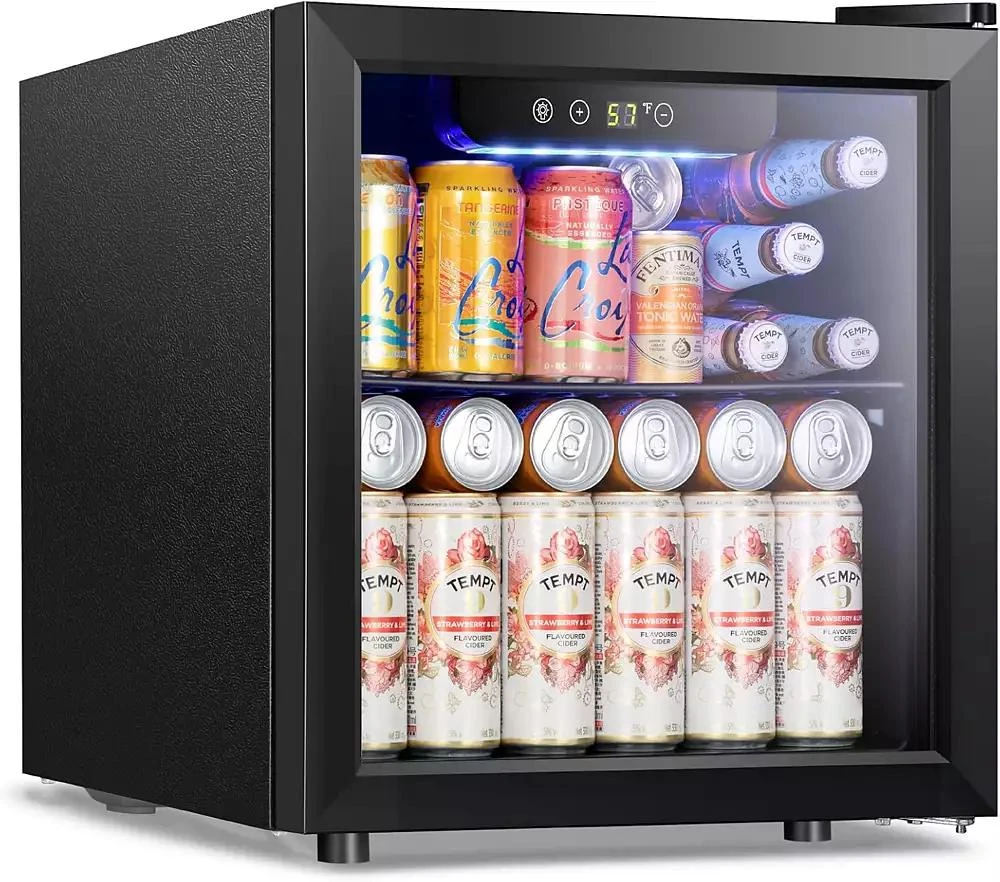 Cowsar 1.3 cu.ft 12 Bottle 48 Can Wine Cooler/Mini Fridge/Beverage Refrigerator Countertop Clear Glass Door for Beer&Soda