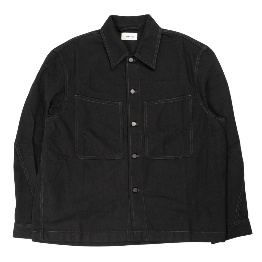 Lemaire Twisted Sleeve Boxy Overshirt in Black NERO 48