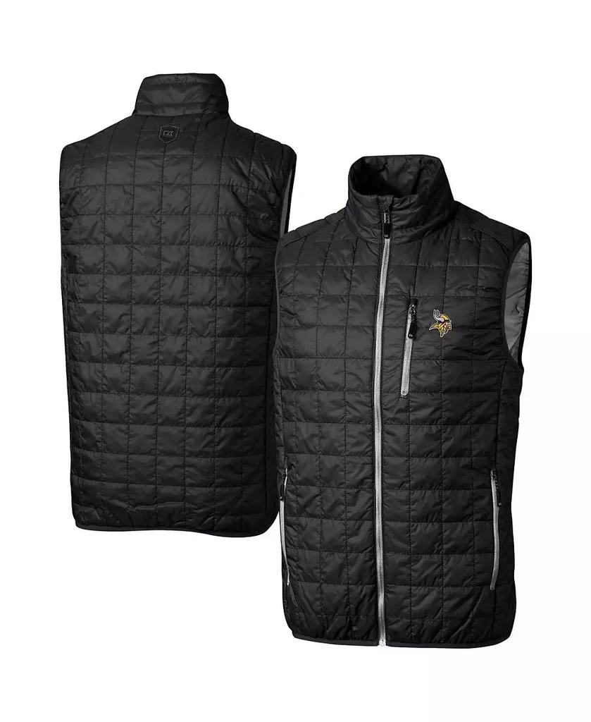 Cutter & Buck Men's Black Minnesota Vikings Rainier PrimaLoft Eco Insulated Full-Zip Puffer Vest 1